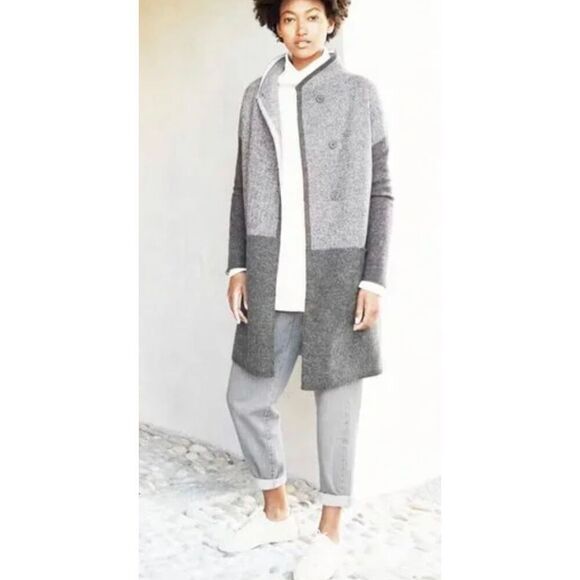 POETRY size 12 Gray Wool Blend Long Sweater Cardigan Coat Coatigan Duster Jacket - Picture 1 of 9
